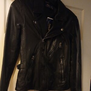 Polo by Ralph Lauren Women  Black Leather Biker Jacket